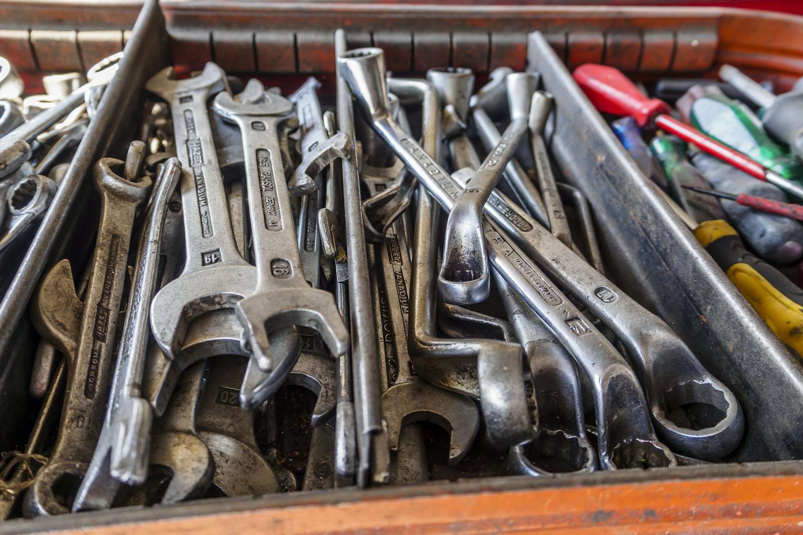 A homeowner's toolbox filled with wrenches and tools — the equipment every Celina homeowner has on hand, but rarely uses for the right tasks.