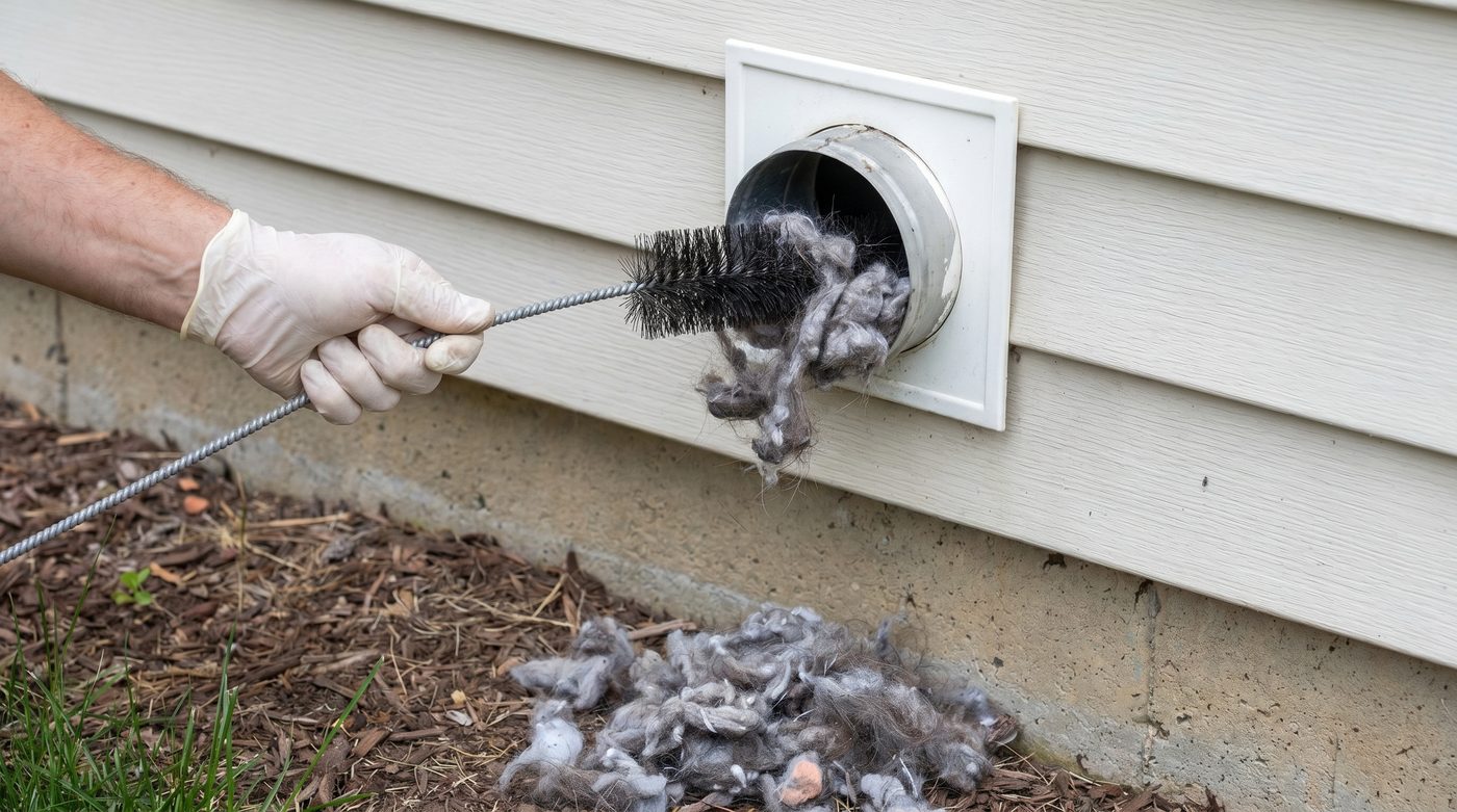 An exterior dryer vent on a home
